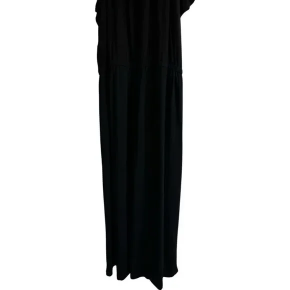 Soft Surroundings Ruffle Boat Neck Black Jumpsuit Size Petite Large Closet Stapl